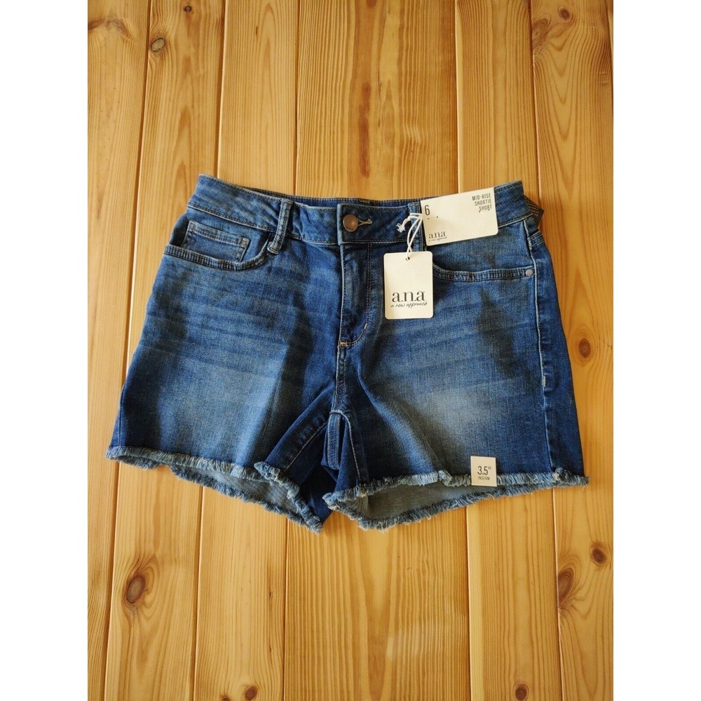 Ana A New Approach Mid Rise Size 6 Denim Shorts NWT Dark Blue Jean Shorts
